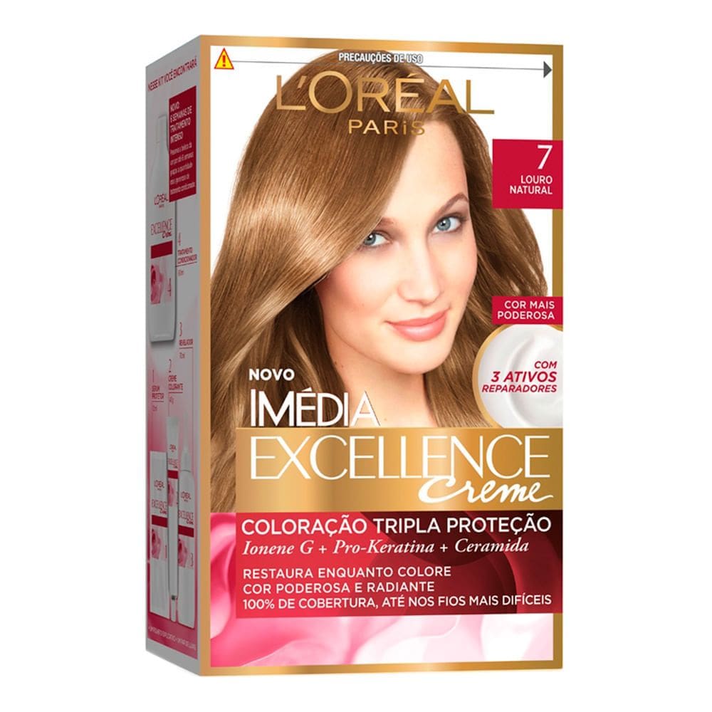 Tintura Creme Imédia Excellence L`oréal Louro Natural 7 Kit