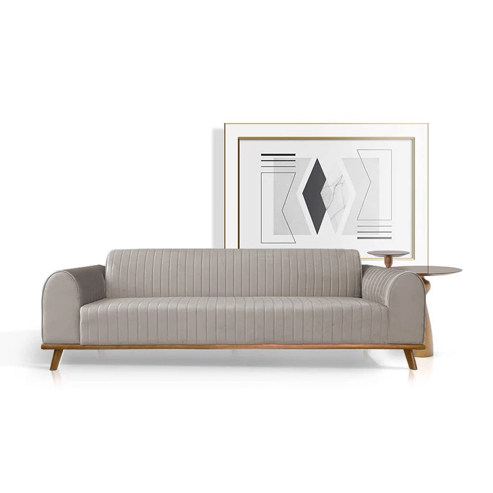 Sofá Living Átila 2,30m 4 Lugares em Veludo Bege