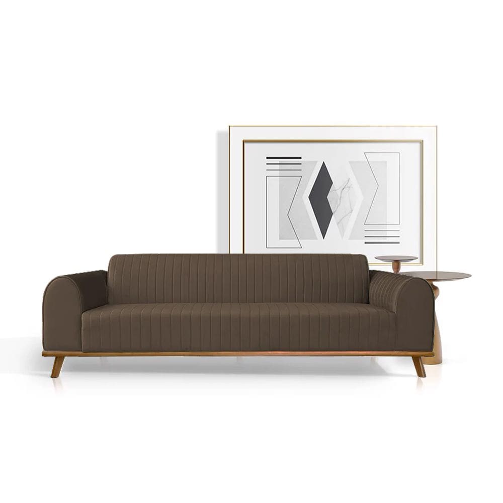 Sofá Living Átila 2,50m 5 Lugares Veludo Marrom