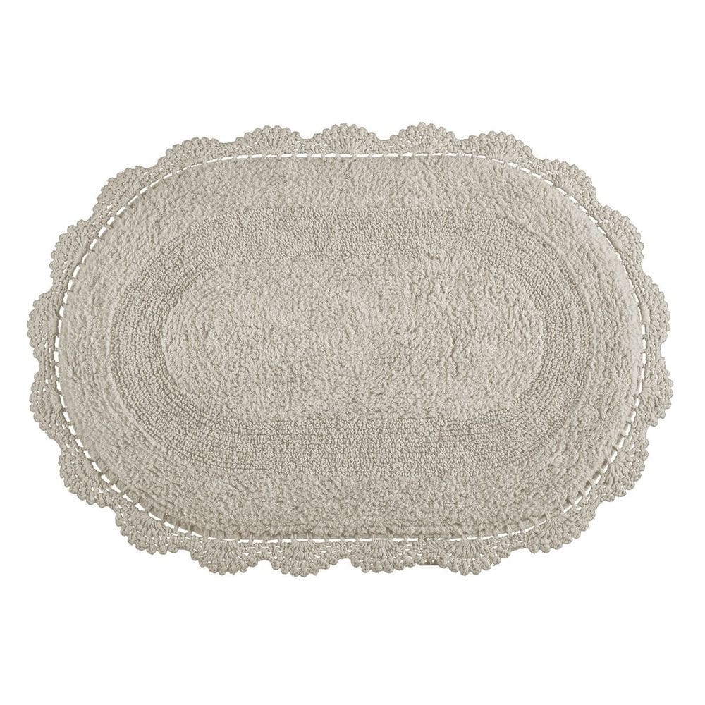 Jogo De Tapete Crochê Dupla Face Oval Para Banheiro 50x80cm - Fend Chip