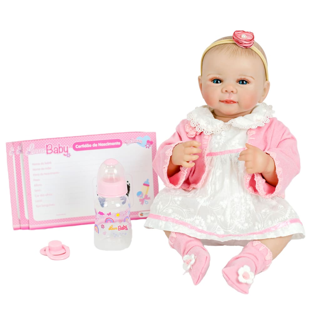 Boneca Bebe Reborn Laura Baby Nala 48cm 100% Vinil