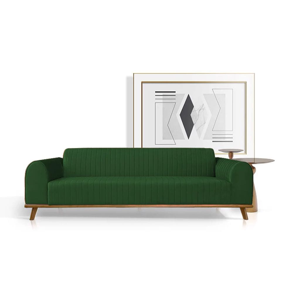 Sofá Living Átila 2,50m 5 Lugares Veludo Verde