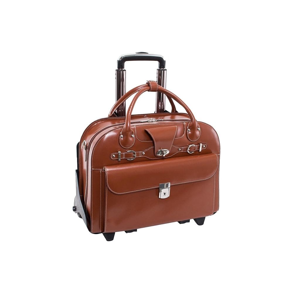 Maleta McKlein ROSEVILLE 15 em couro com rodas marrom