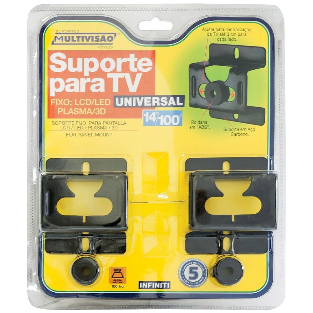 Suporte Tv multivisão INFINITI fixo universal de 14 a 100