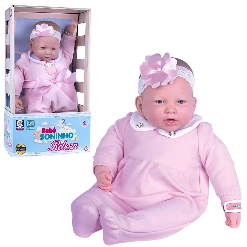 Boneca Bebe Reborn Soninho Menina com Tiarinha