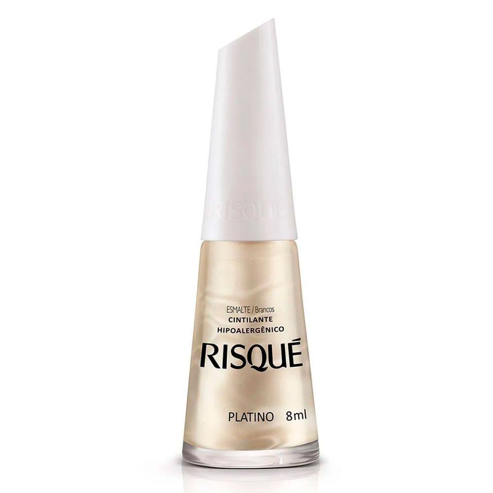 Esmalte Risqué Cor Platino Cintilante Hipoalergênico com 8ml
