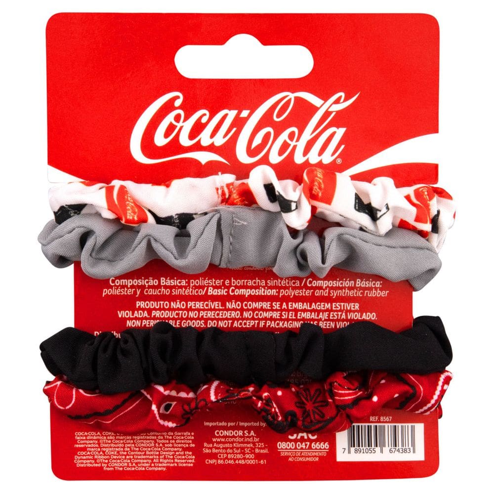 Elástico para Cabelo Coca-Cola Condor 4 Unidades