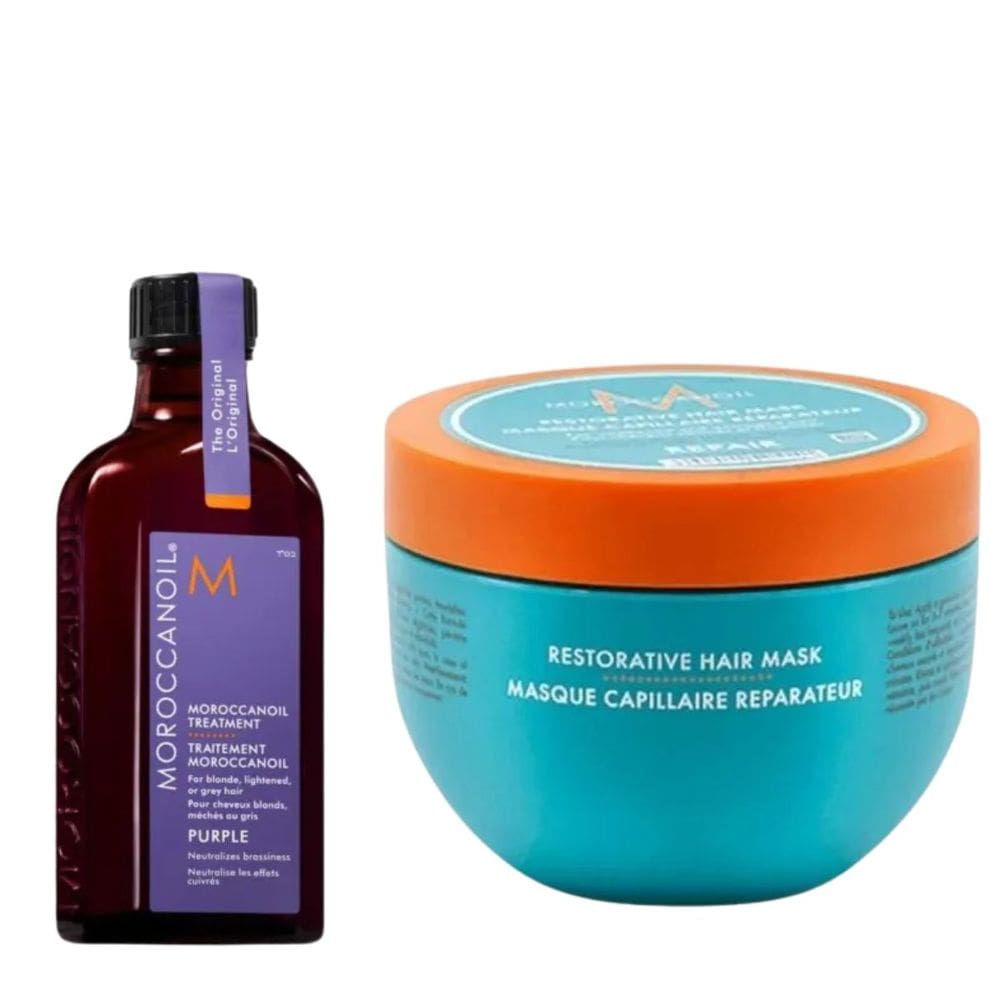 Kit Moroccanoil Óleo de Argan Tratamento PURPLE 50ml + Máscara de Hidratação Reparadora 250ml
