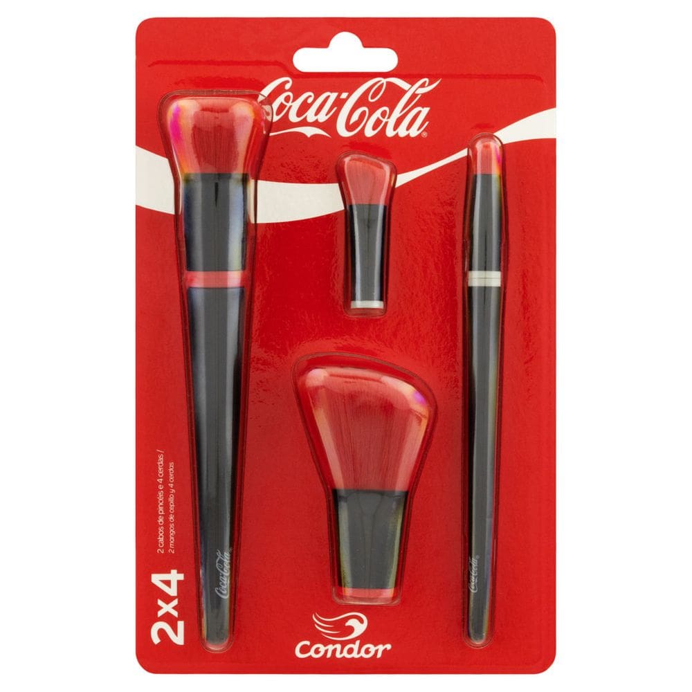 Kit 2 Cabos de Pinceis 4 Cerdas Coca Cola Condor