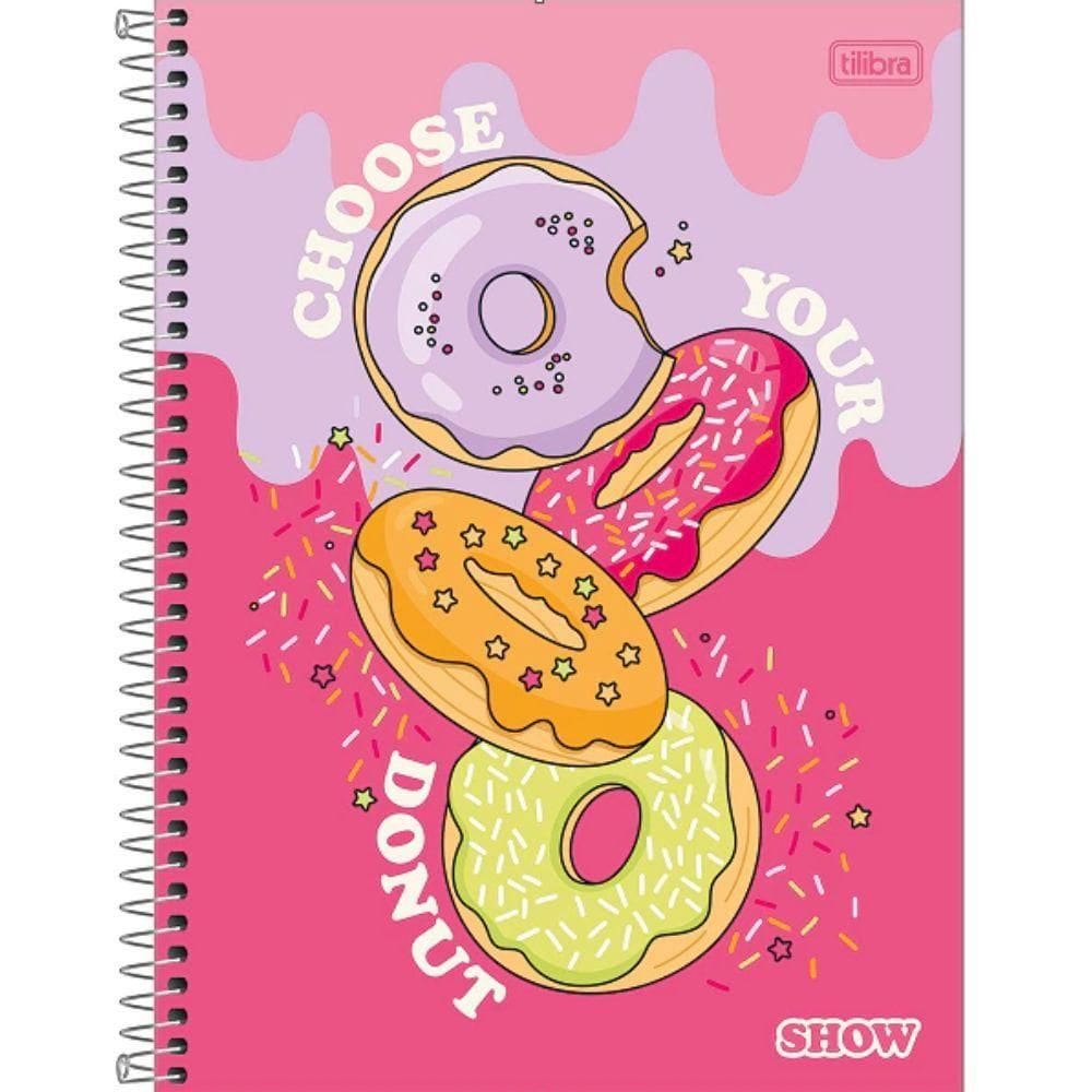 Caderno Espiral Capa Dura Universitário 10 Matérias Show Feminino 160 Folhas Tilibra Estampa 3