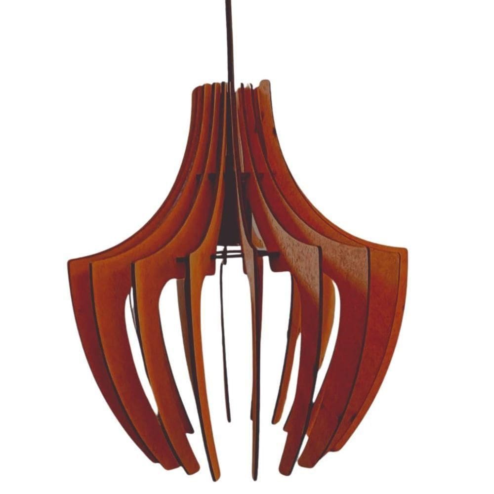 Luminária Teto Tipo Pendente Aranha Mdf - Completa Cor: Marrom