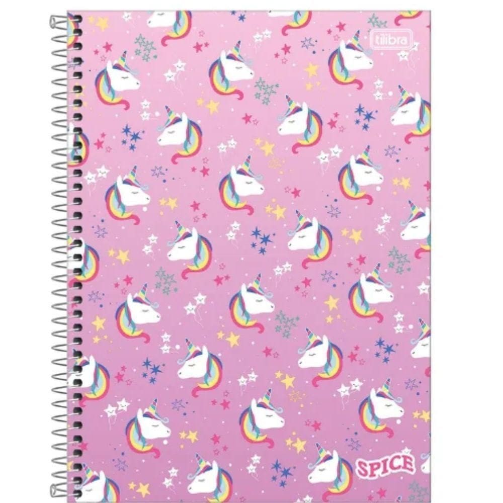 Caderno Espiral Capa Dura Universitário 1 Matéria Spice Feminino 80 Folhas Tilibra Unicórnio