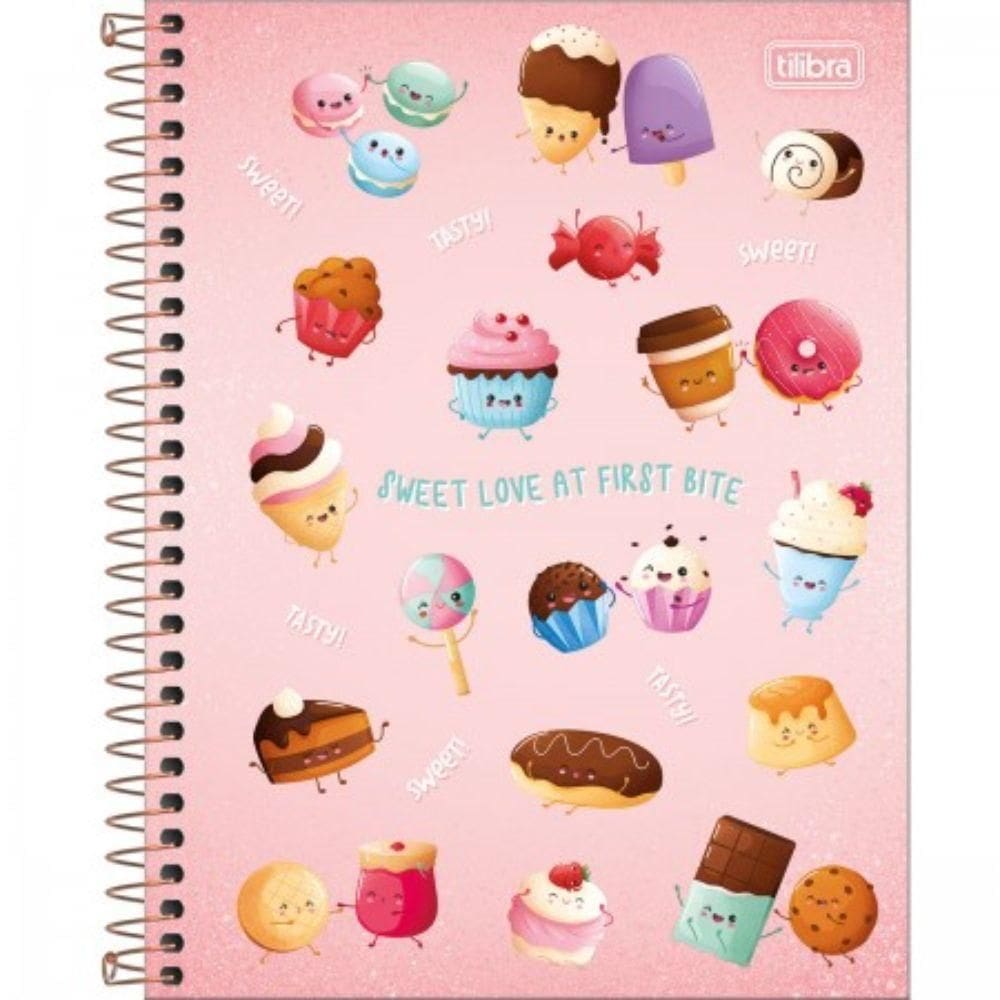 Caderno Espiral Capa Dura Universitário 1 Matéria Taste 80 Folhas Tilibra Rosa