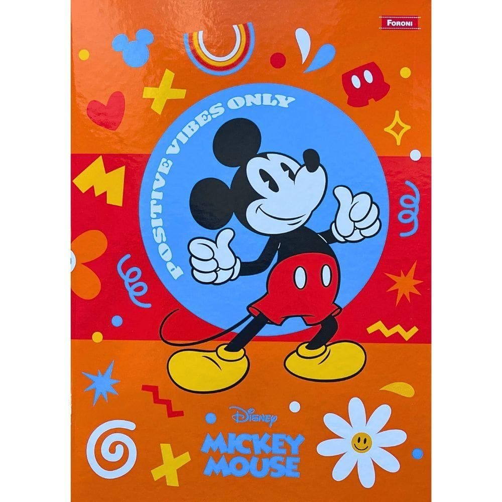 Caderno Brochura Capa Dura Universitário Mickey Vintage 80 Folhas Foroni Estampa 4
