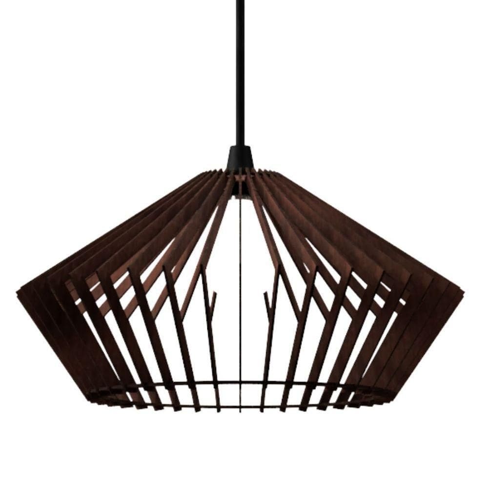 Luminária Teto Tipo Pendente Dejavu Mdf Completa - Luminária Teto Tipo Pendente Dejavu Mdf Completa - Cor:marrom