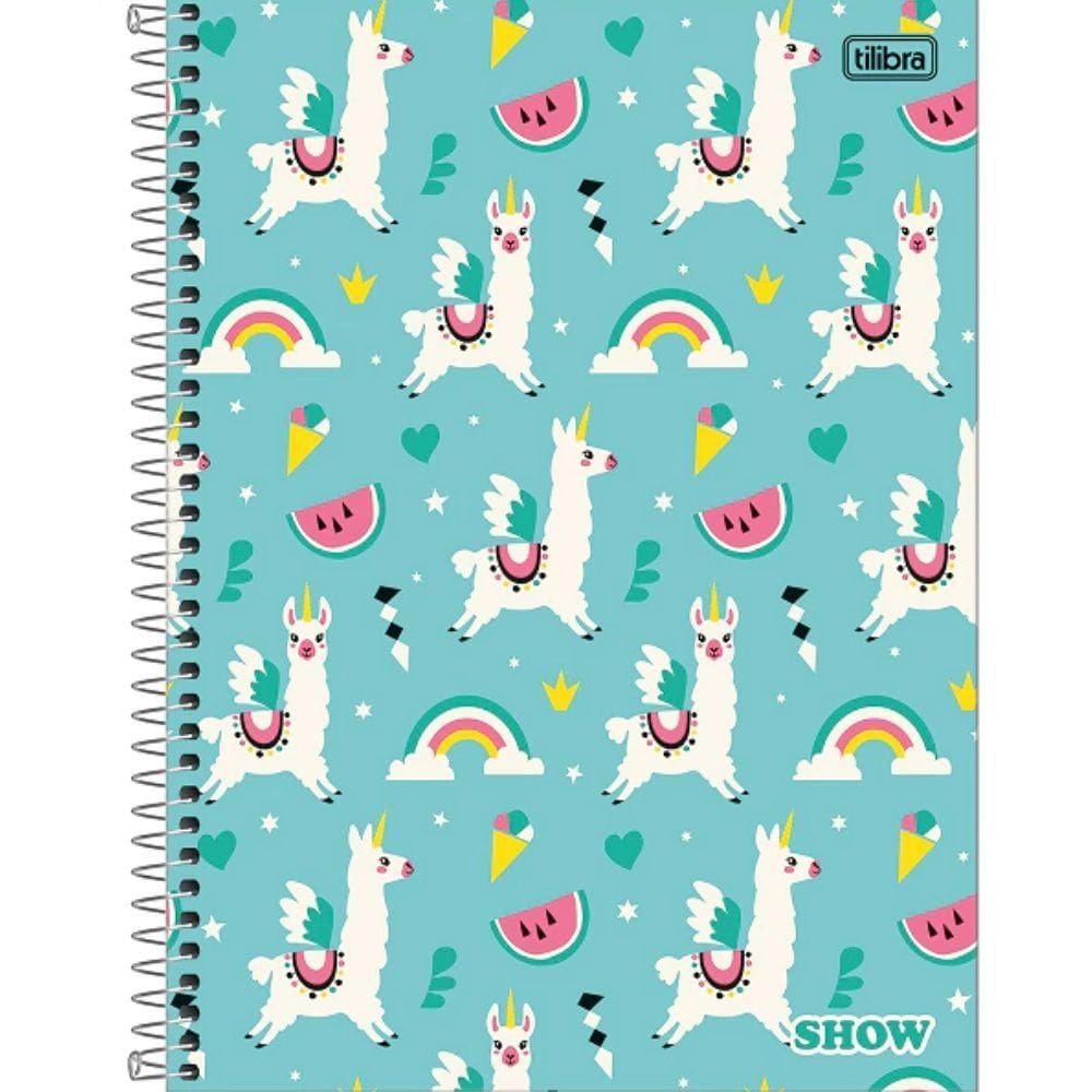 Caderno Espiral Capa Dura Universitário 10 Matérias Show Feminino 160 Folhas Tilibra Estampa 4