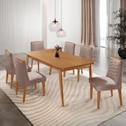 Mesa de Jantar Copper 180cm Tampo MDF com 6 Cadeiras Eloise Moderna Mobília