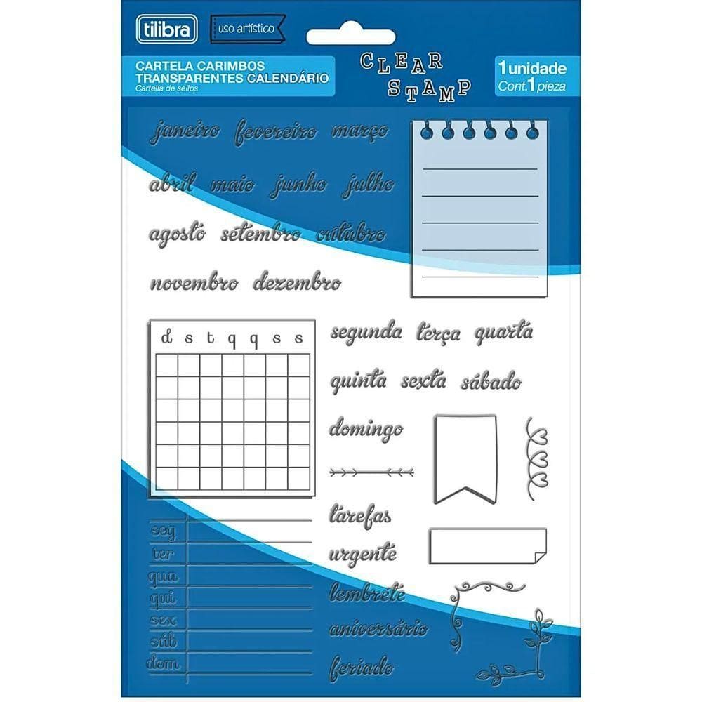 Cartela De Carimbos Transparentes Tilibra Calendário