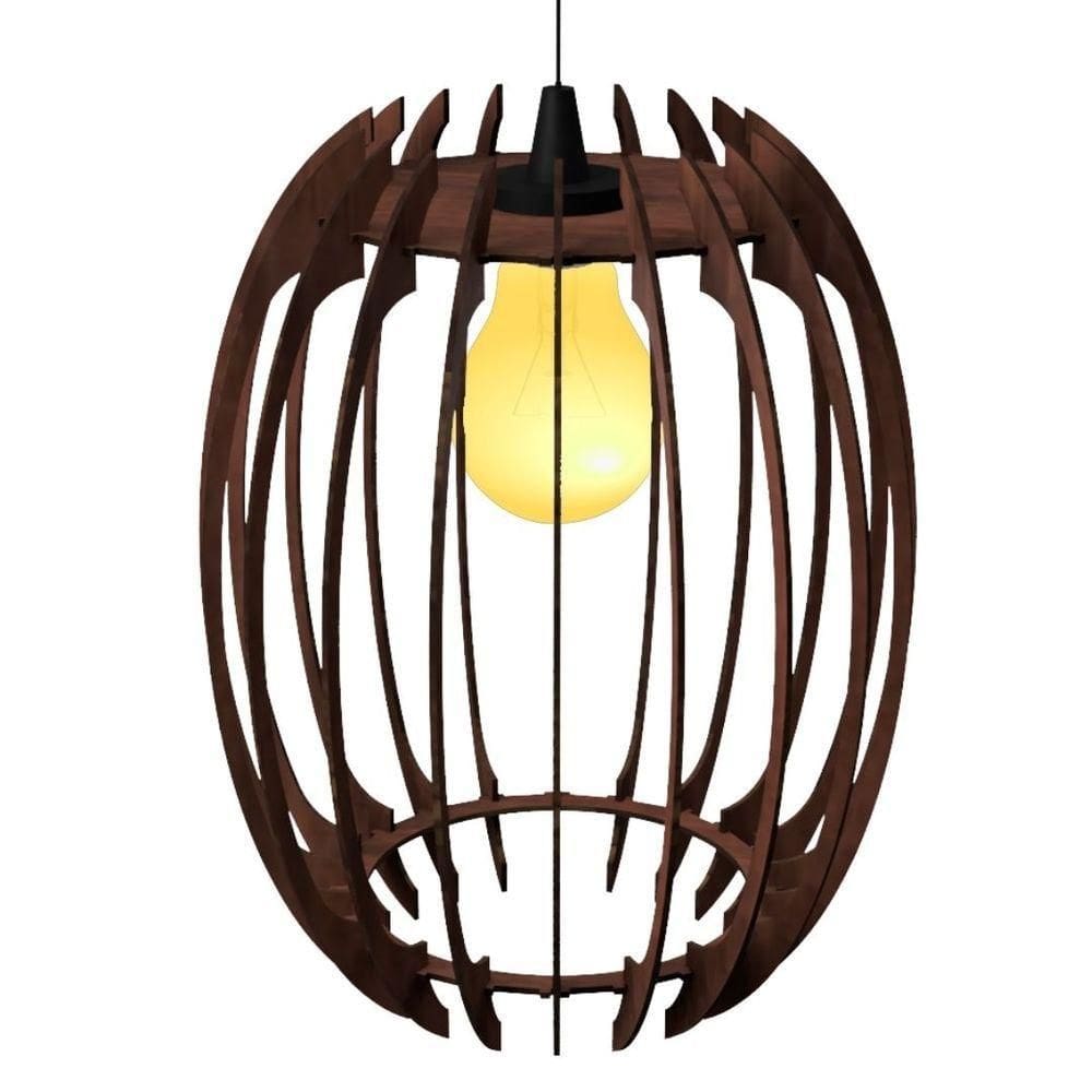 Luminária Teto Tipo Pendente Grega Mdf - Completa Cor: Marrom