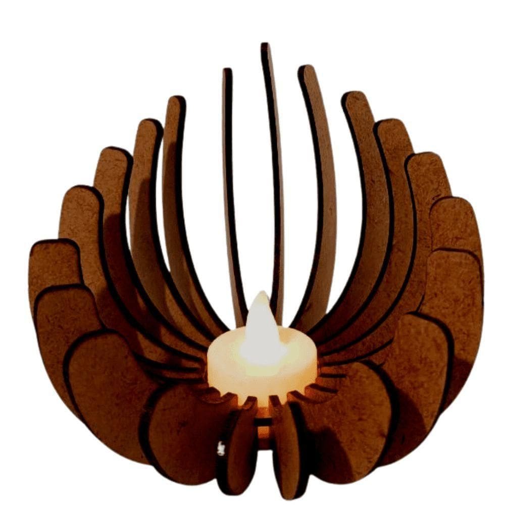 Castiçal Concha Com Vela Eletrônica - Marrom