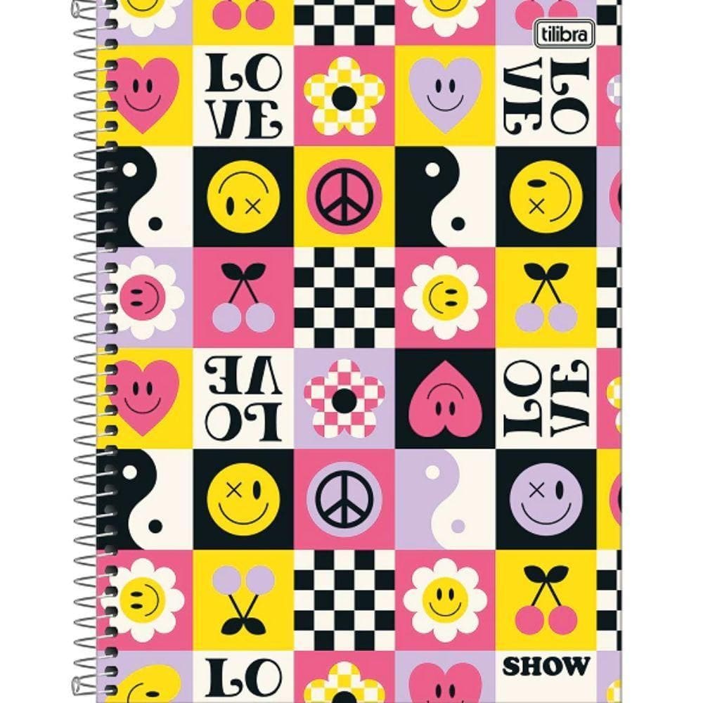 Caderno Espiral Capa Dura Universitário 10 Matérias Show Feminino 160 Folhas Tilibra Estampa 2