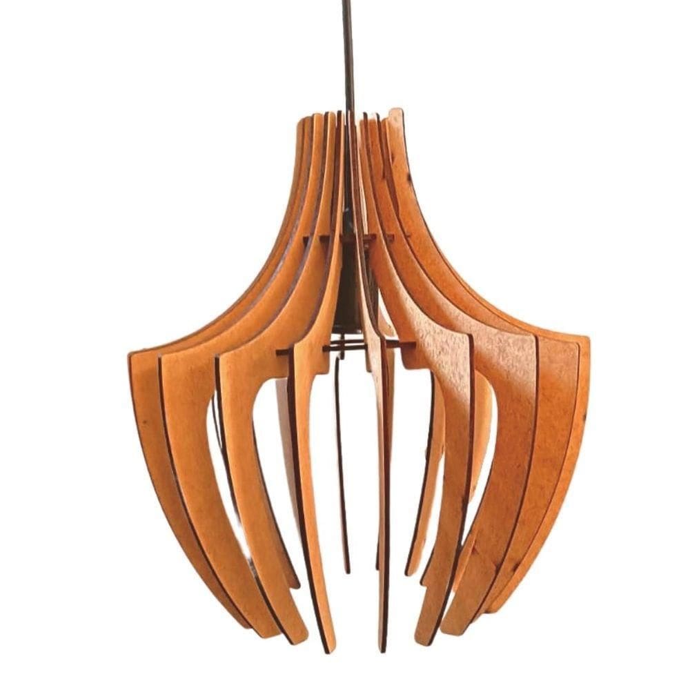 Luminária Teto Tipo Pendente Aranha Mdf - Completa Cor: Mdf Cru