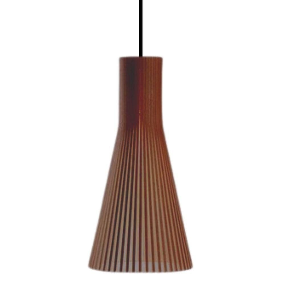 Luminária Teto Tipo Pendente Funil Mdf - Completa Cor: Marrom