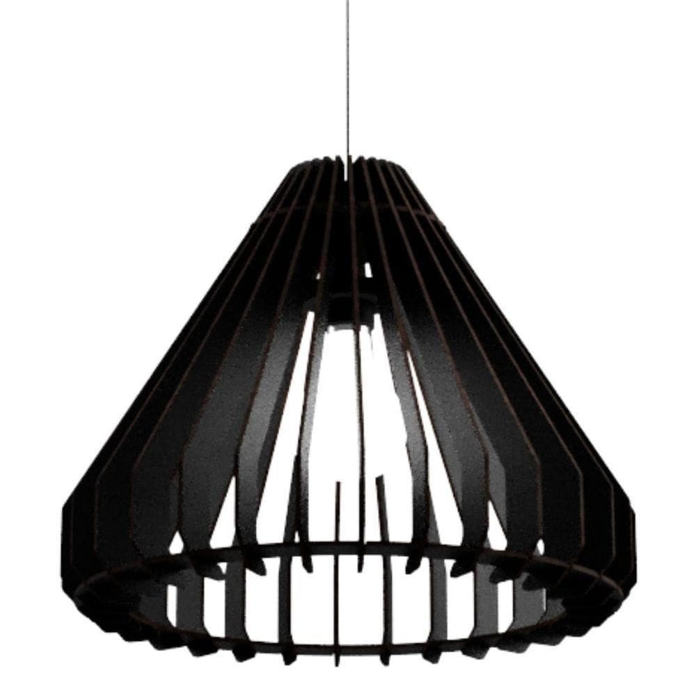 Luminária Teto Tipo Pendente Cone Mdf - Completa Cor: Preta