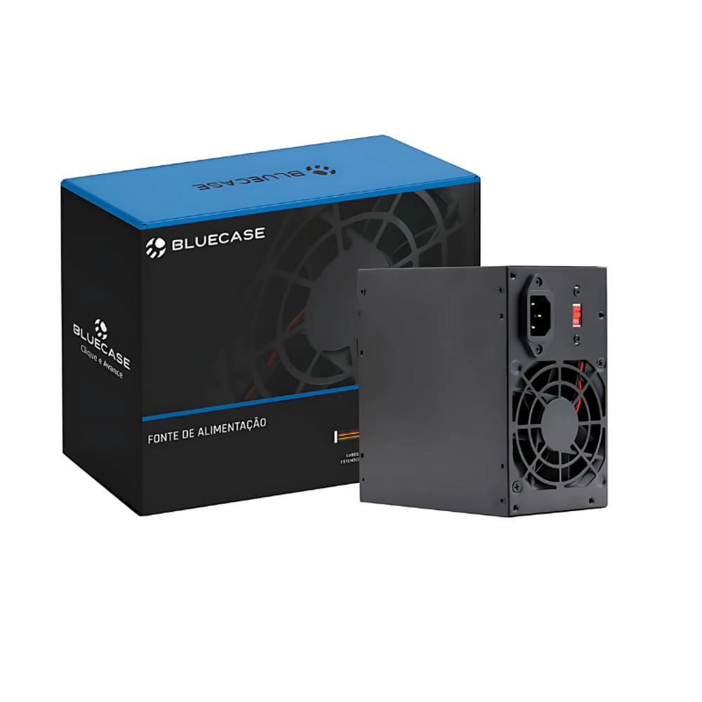 Fonte Bluecase 350w 80mm ATX PFC Passivo C/Cabo Preto - BLU350-CMPS2SC