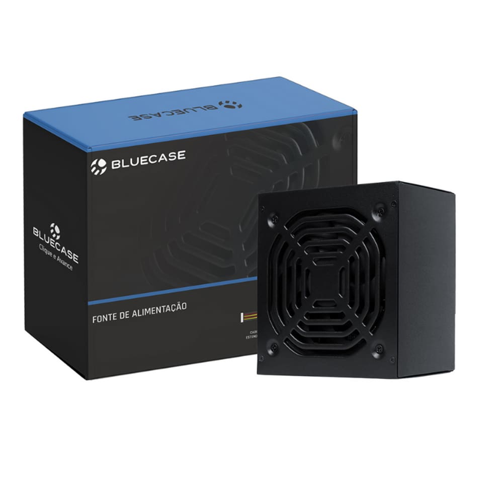 Fonte Bluecase 500W 120mm ATX PFC Passivo C/Cabo Flat Preto - BLU500-CMPS2