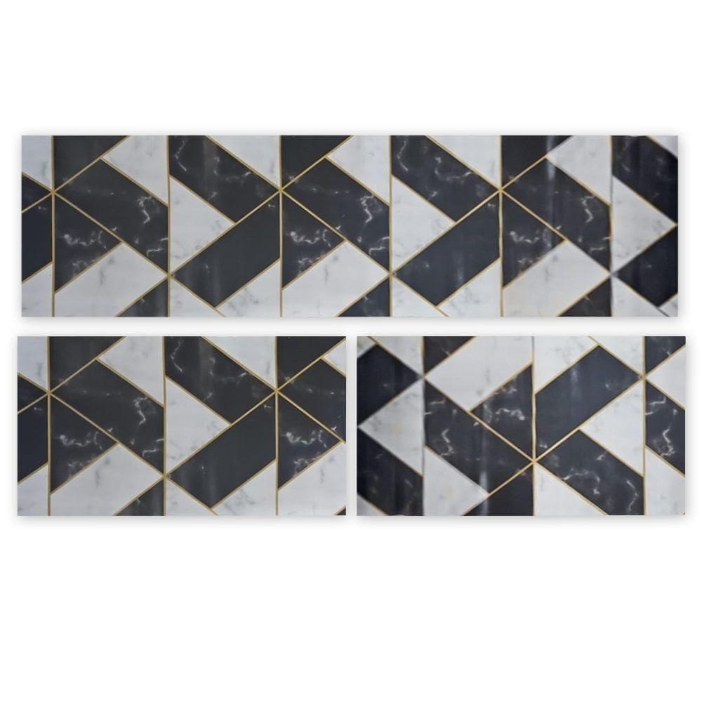 Kit 3 Peças Jogo Cozinha Passadeira Manta Vinilico Laminado Geometric