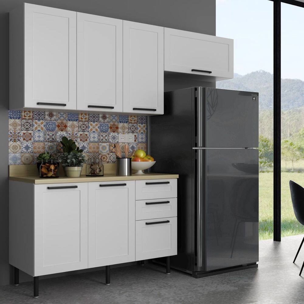 Cozinha Modulada Compacta 100% MDF Branco 4 Peças CZ3300