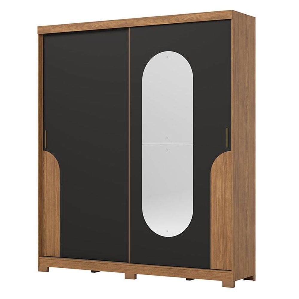 Guarda Roupa Solteiro Talles 2 Portas Nature Preto HP - Henn