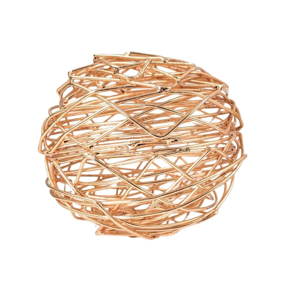 Bola Decorativa Metal Acobreada Vazada Design Moderno 13Cm