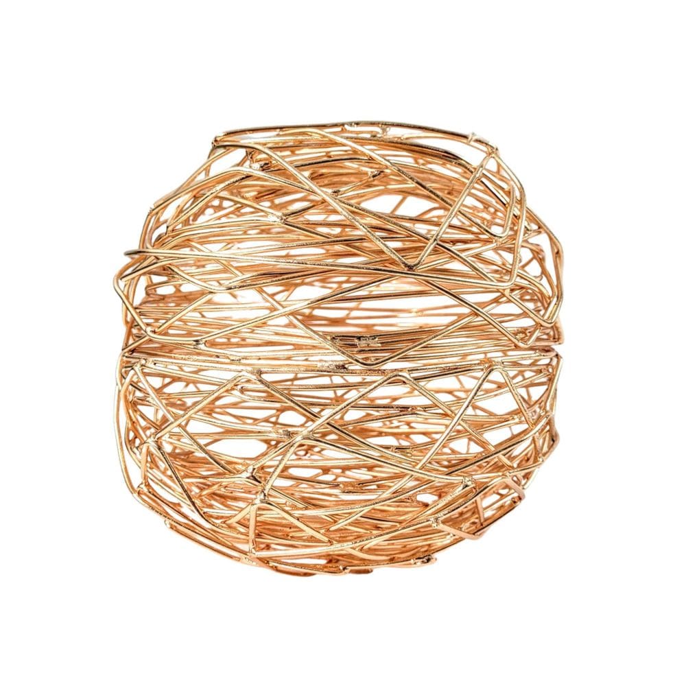 Bola Decorativa Metal Acobreada Vazada Design Moderno 17Cm