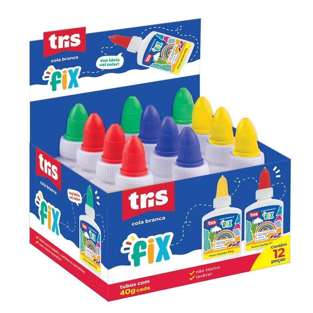 Caixa Cola Branca Escolar Tris - 40g C- 12 Unidades