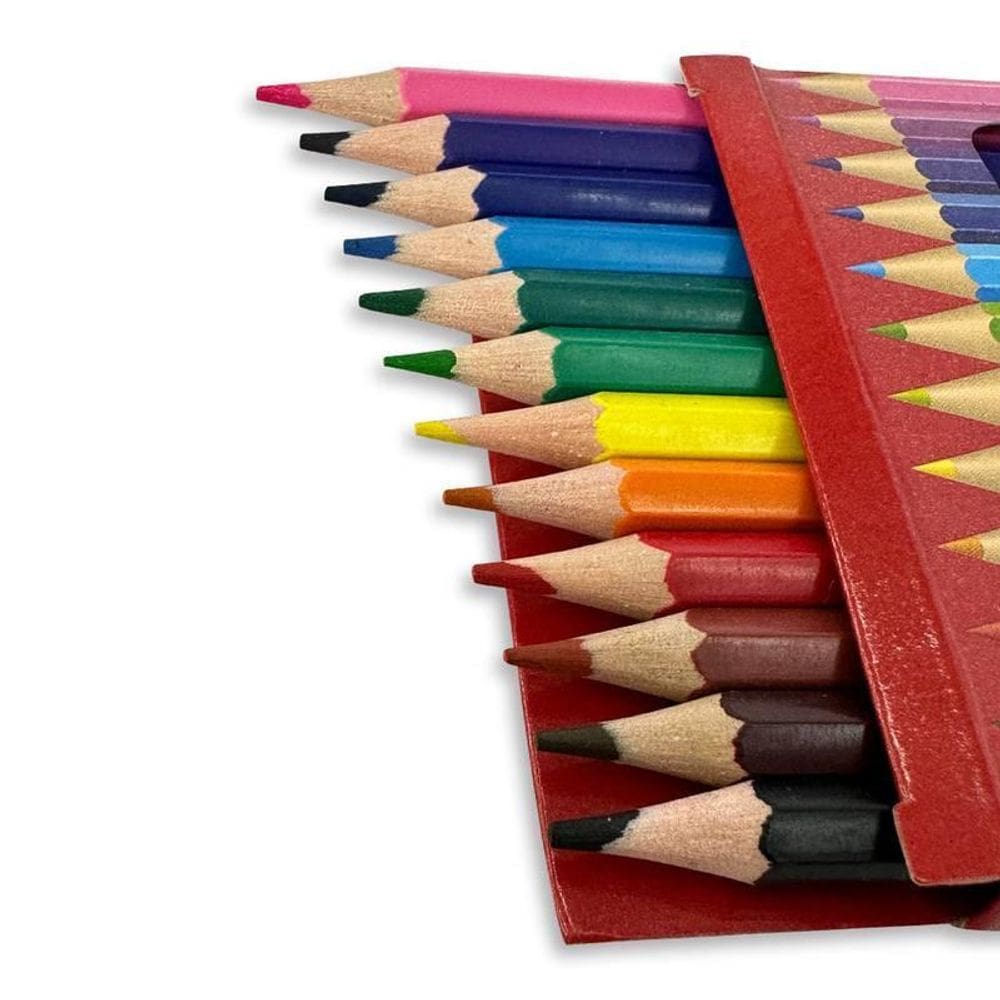 Kit 03 Caixas De Lápis De Cor Com 12 Cores Em Cada Desenhos