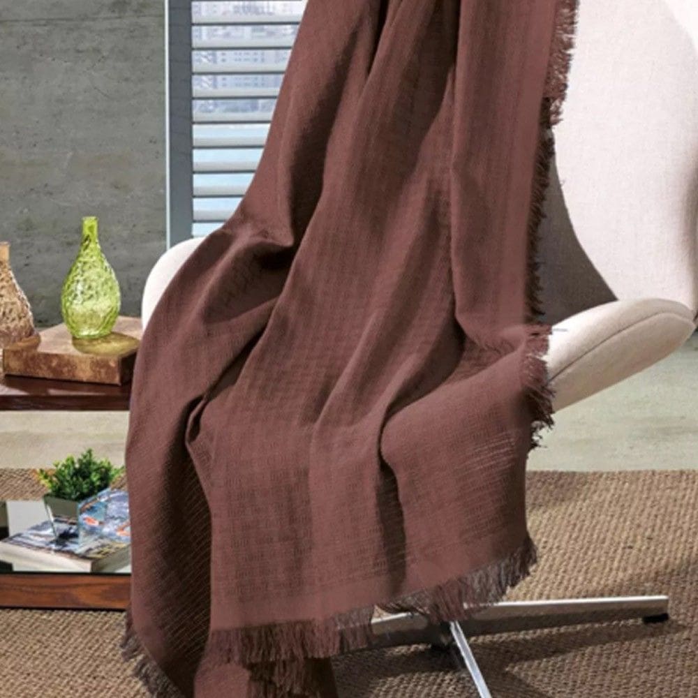 Manta de Algodao Unicolor Liso Marrom 150 x 210 Cm - D`Rossi
