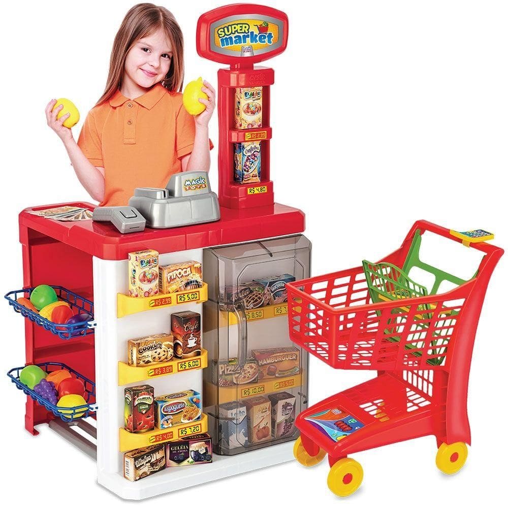 Mercadinho Supermarket com Bip Luz 8039 Vermelho- Magic Toys