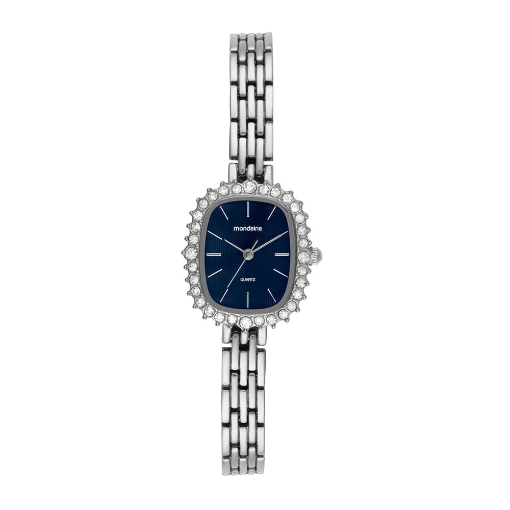 Relógio MONDAINE feminino analógico prata azul 32905L0MVNM2