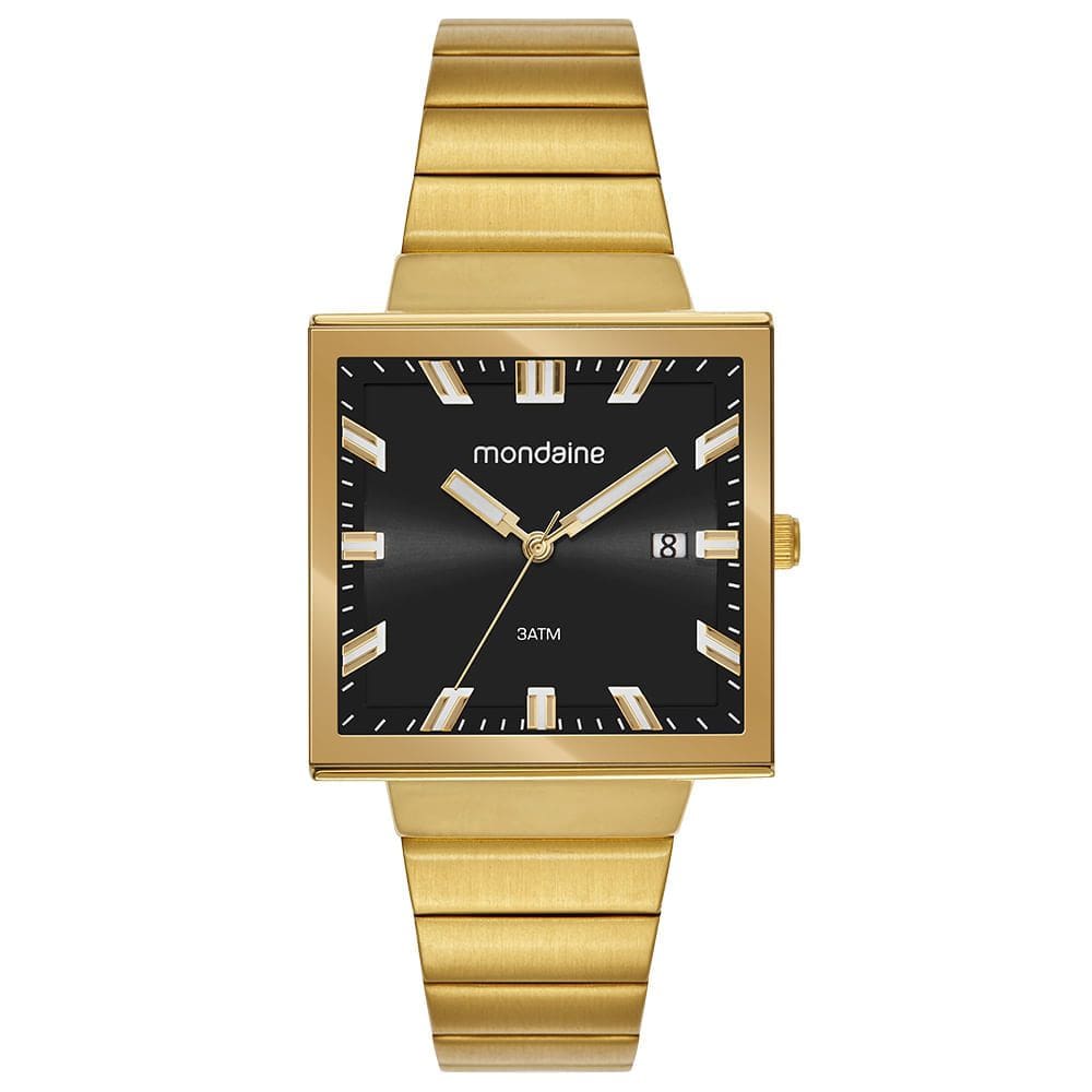 Relógio MONDAINE feminino analógico dourado preto 32816GPMVDE1