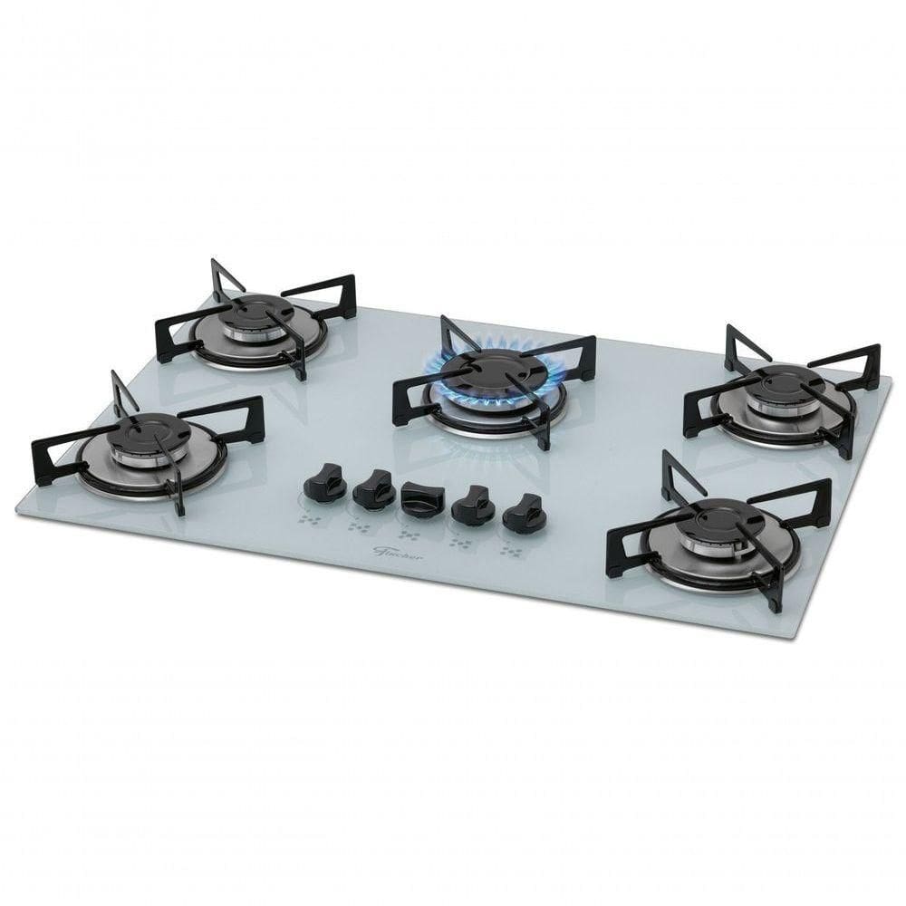 Fogão Cooktop Fischer 5 Bocas Gás Mesa Vidro - Branco 1642-6986 Bivolt