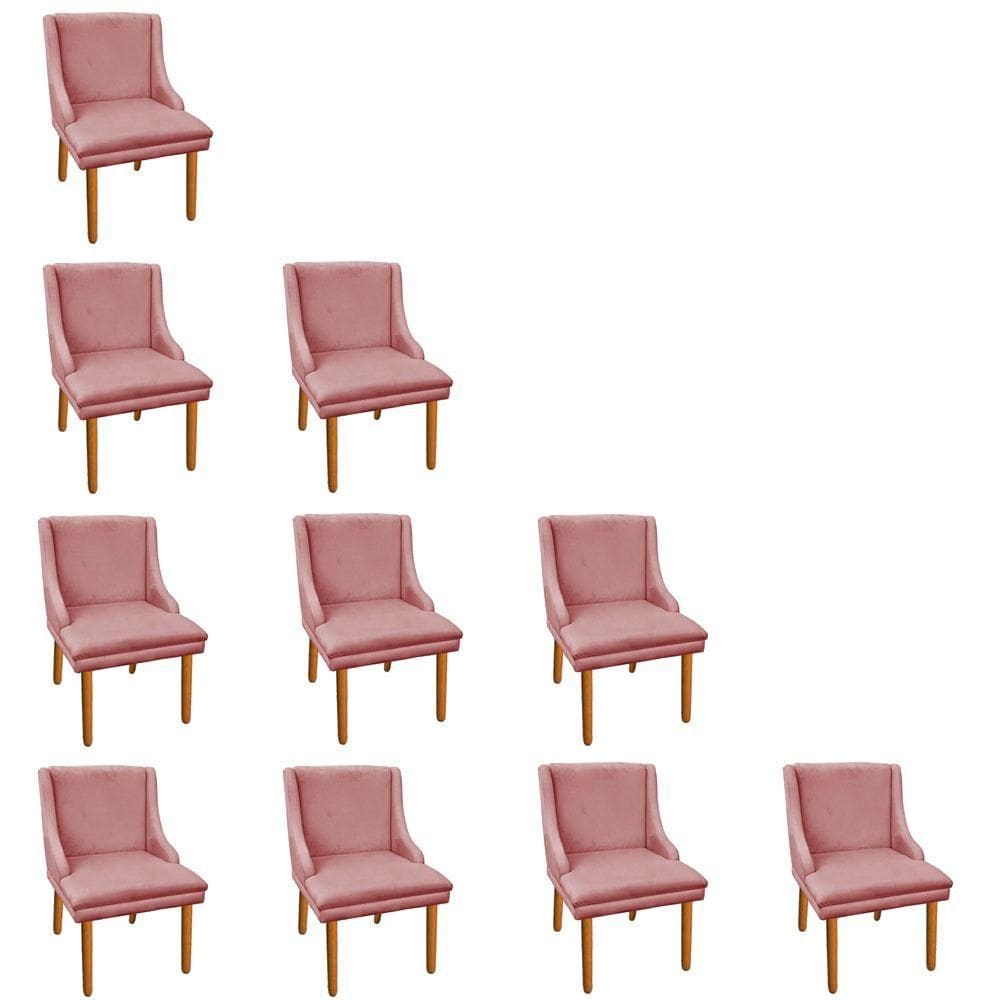 10 Cadeiras de Jantar Suede Pés Palito Castanho Rose
