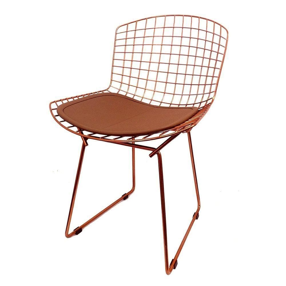 Cadeira Bertoia Cobre Com Assento Cobre Cor Marrom