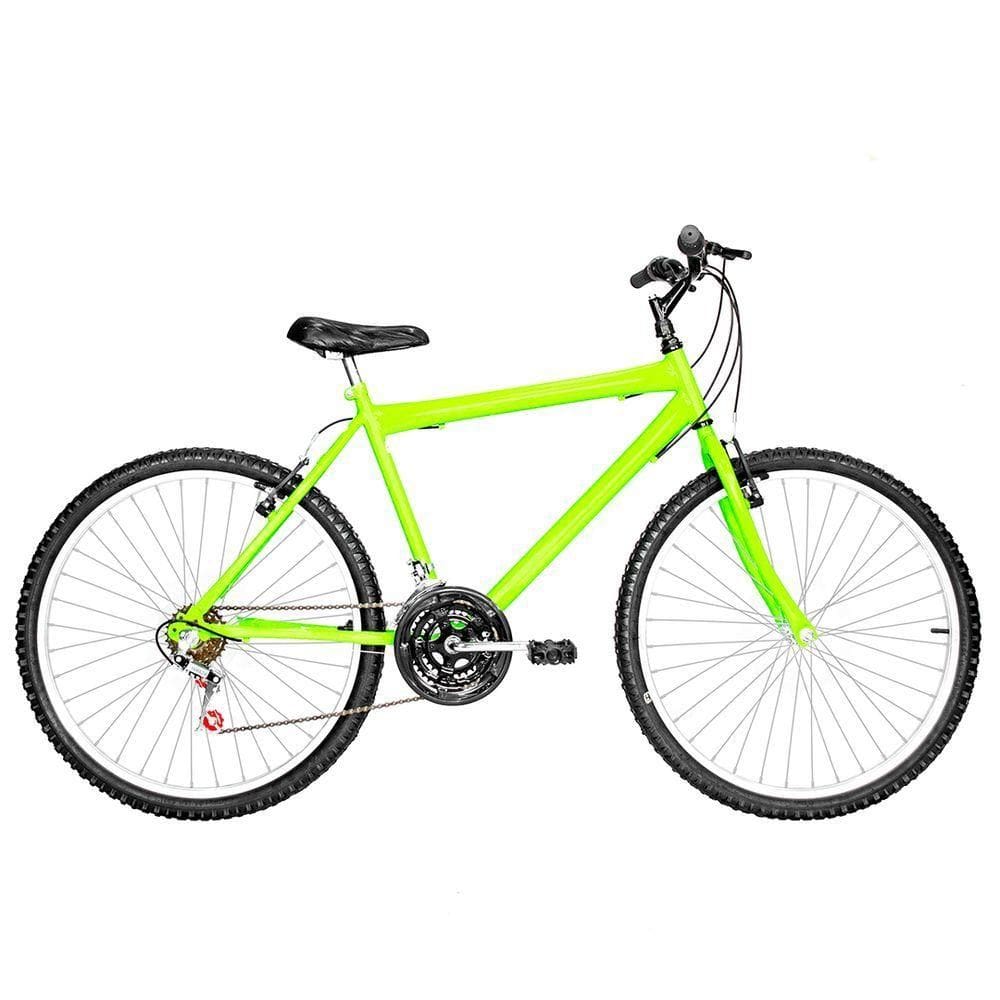 Bicicleta Masculina Aro 26 Mtb Alumínio Natural 18 Marchas Cor Verde Claro