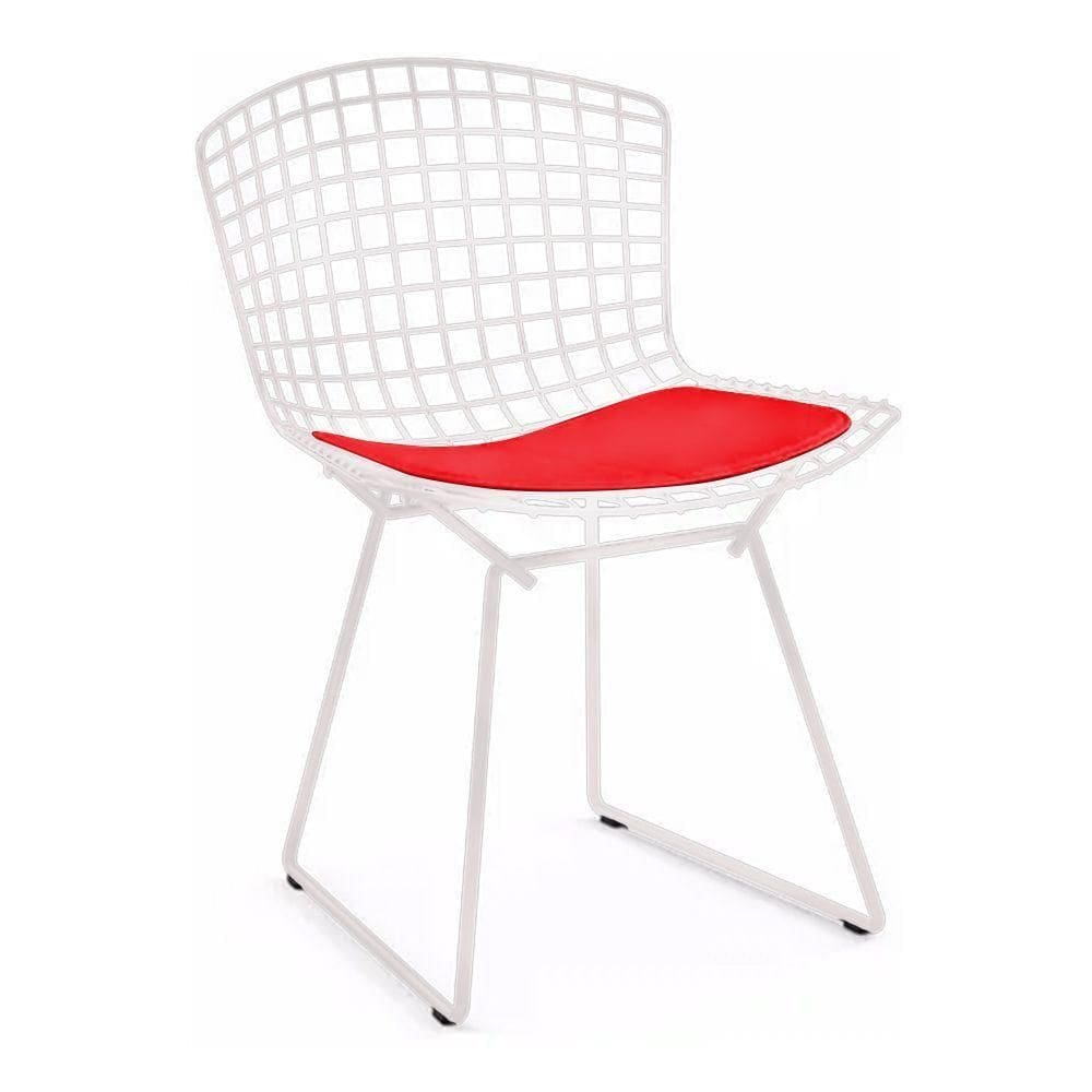 Cadeira Bertoia Branca Com Assento Vermelho Cor Vermelho