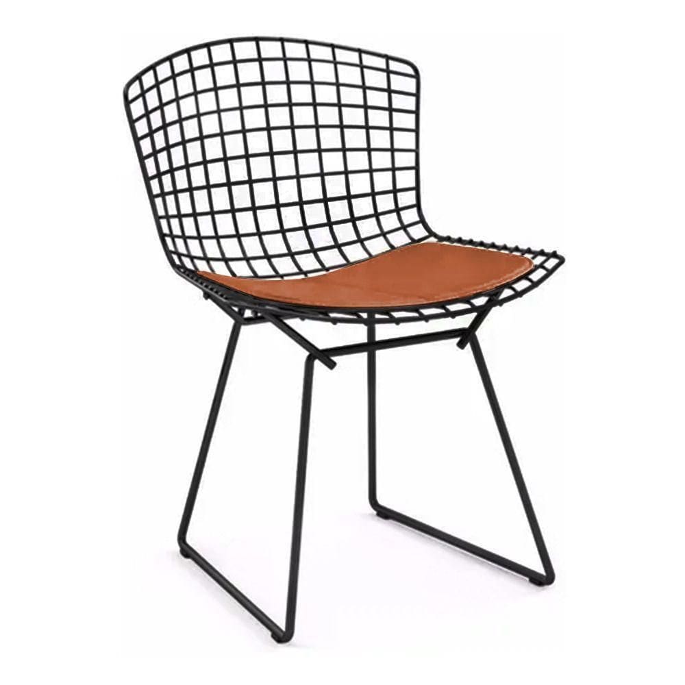Cadeira Bertoia Preta Com Assento Cobre Cor Marrom
