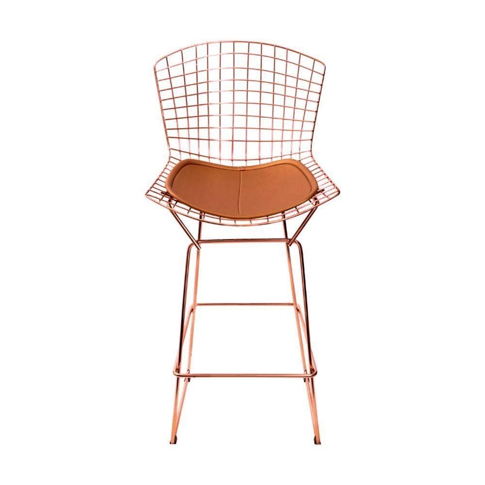 Banqueta Bertoia Cobre D60 Com Assento Cobre Cor Marrom
