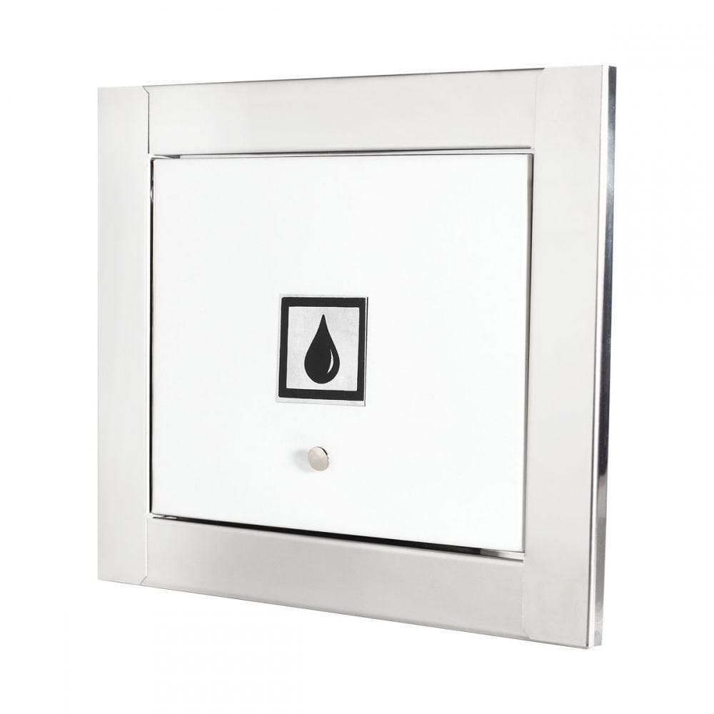 Visor De água Branco Com Moldura Em Inox Polida Brilhante Espelhada