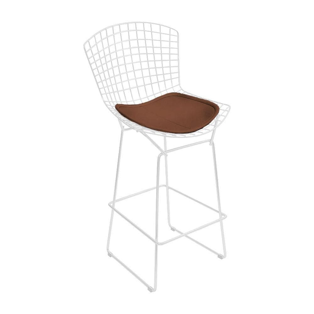 Banqueta Bertoia Branca D80 Assento Marrom Cor Marrom